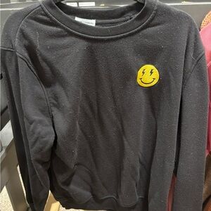 Black Sweatshirt with Smiley Face Patch